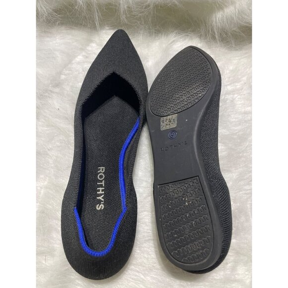 Rothys Womens Pointed Toe Flats Black & Blue Slip-On Shoes Size 10 - Picture 6 of 8
